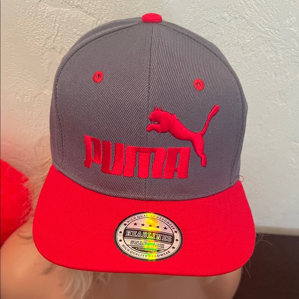#1489+ Unisex’s Puma Gray & Red Cap - Picture 1 of 11
